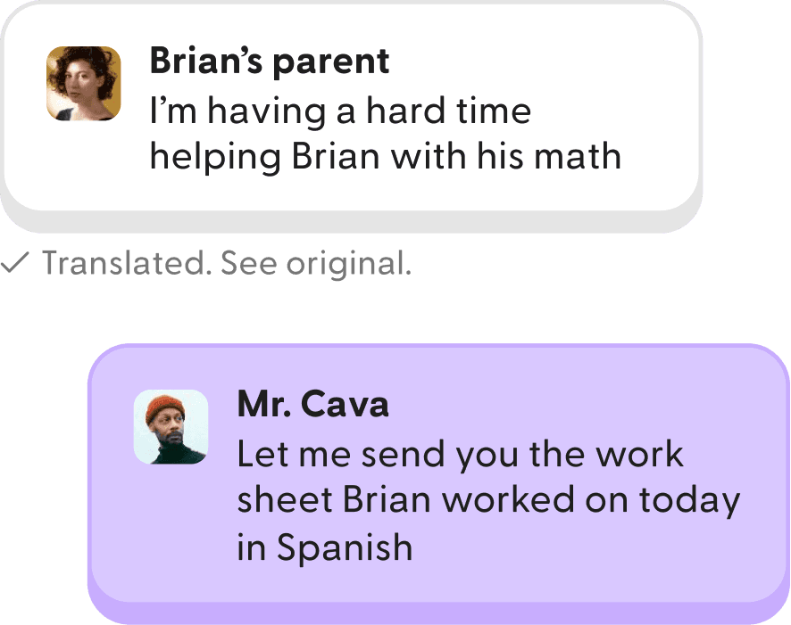 Translated classroom messages