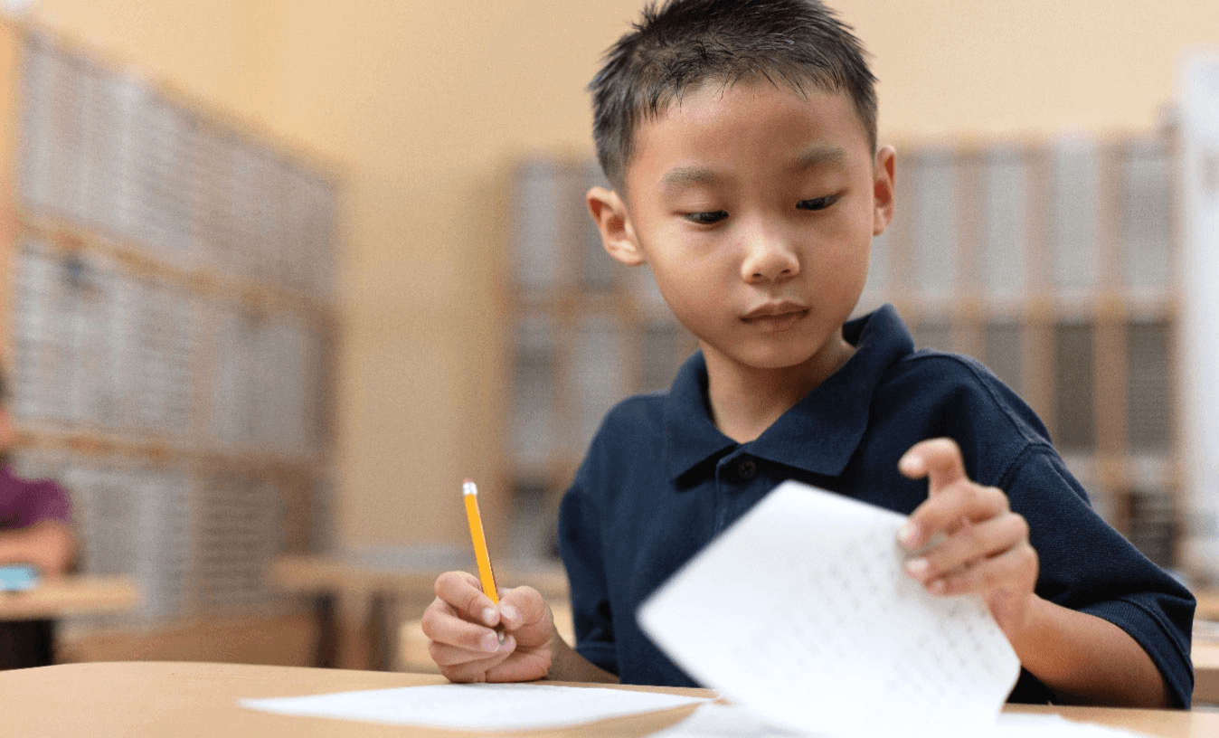 Student doing math class work